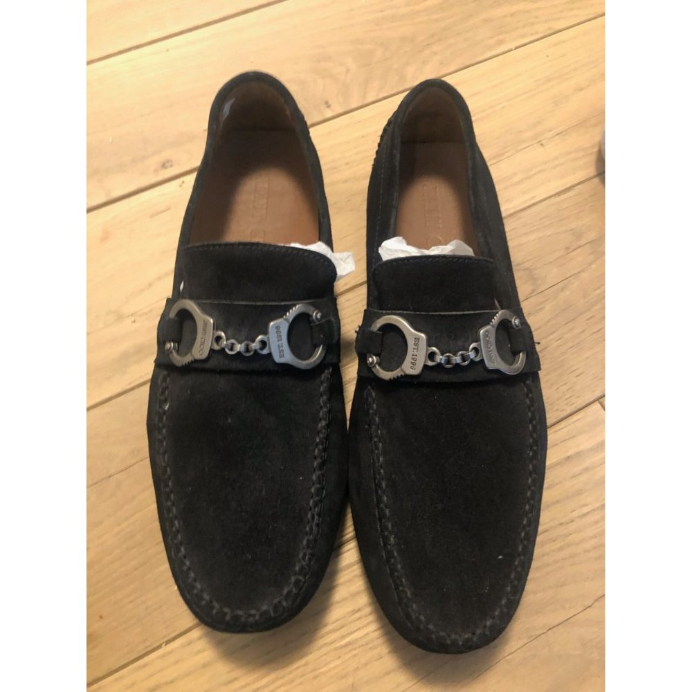 Ferragamo Suede Navy Blue Loafers